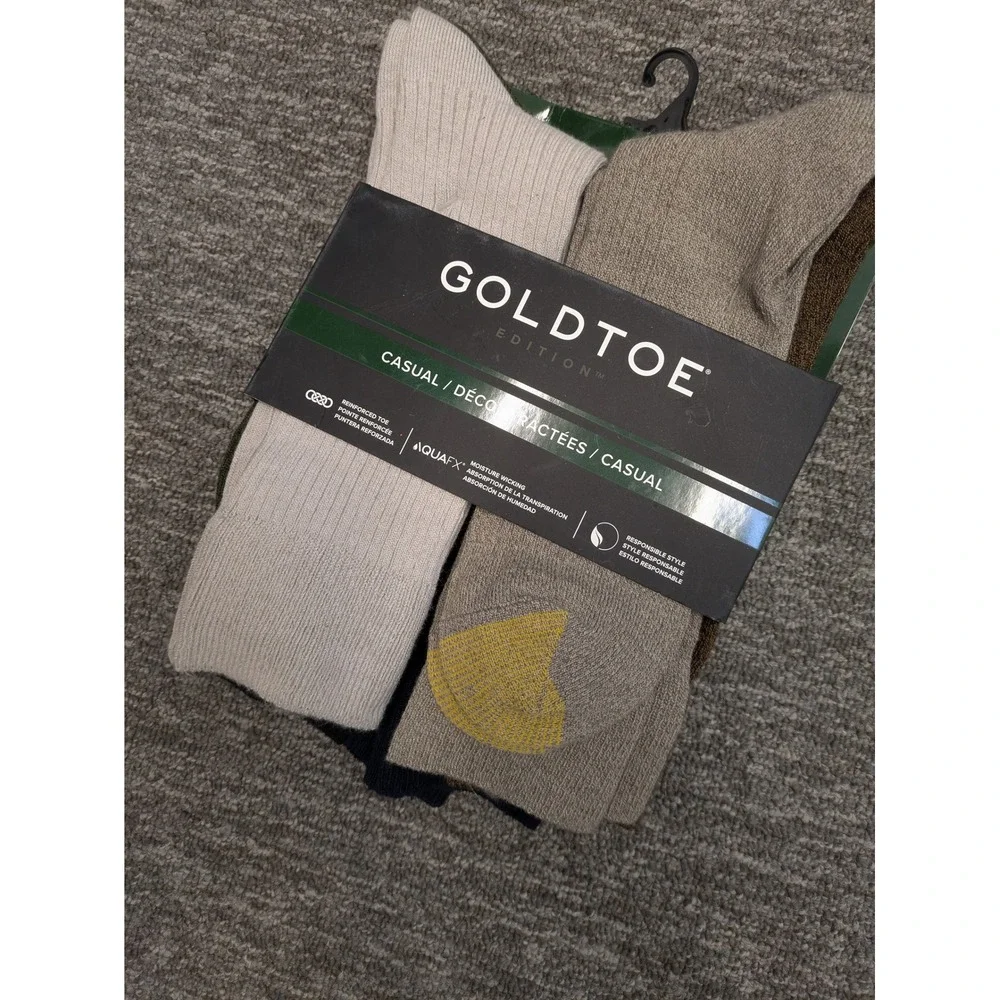 Goldtoe Edition Mens Crew Socks‎ 6 Pair Pack Multi Color AquaFX Size 6-12.5 NEW